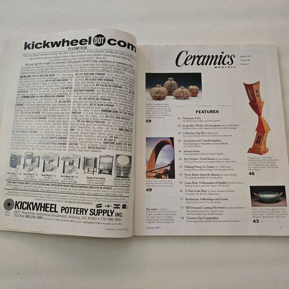 Ceramics Monthly Magazine January 2001 Featuring Making Pottery In Turkey - Picture 4 of 16